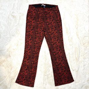 Zara Trafaluc Red Snake Print Women Bootcut/Belled Pants - Medium